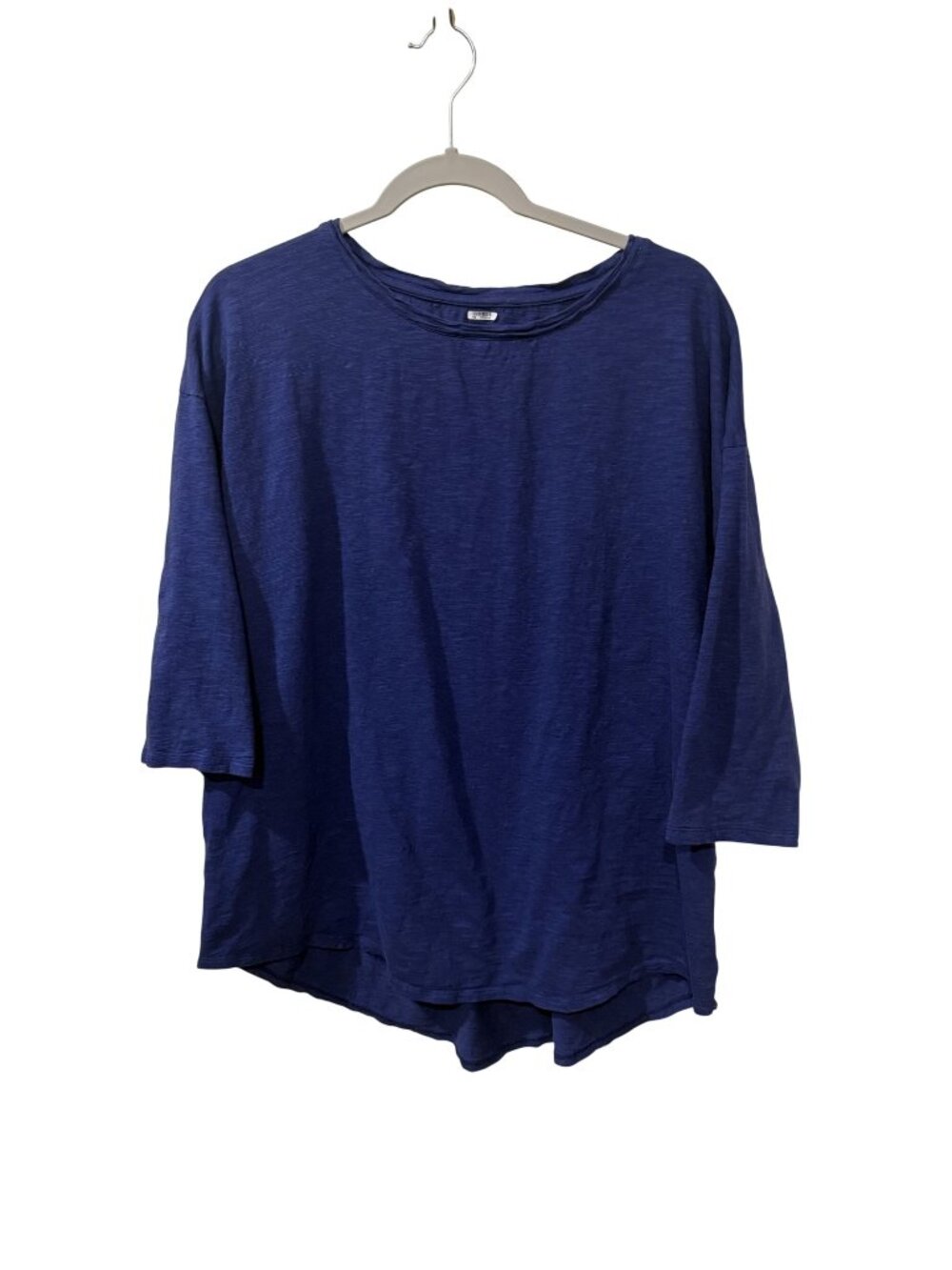 Chicos Ultimate Tee XL Blue 3/4 Sleeve Relaxed Fit Lightweight Cotton Blend Top